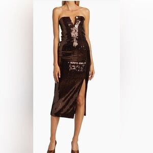 Generation Love Brown Sequin Strapless Dress